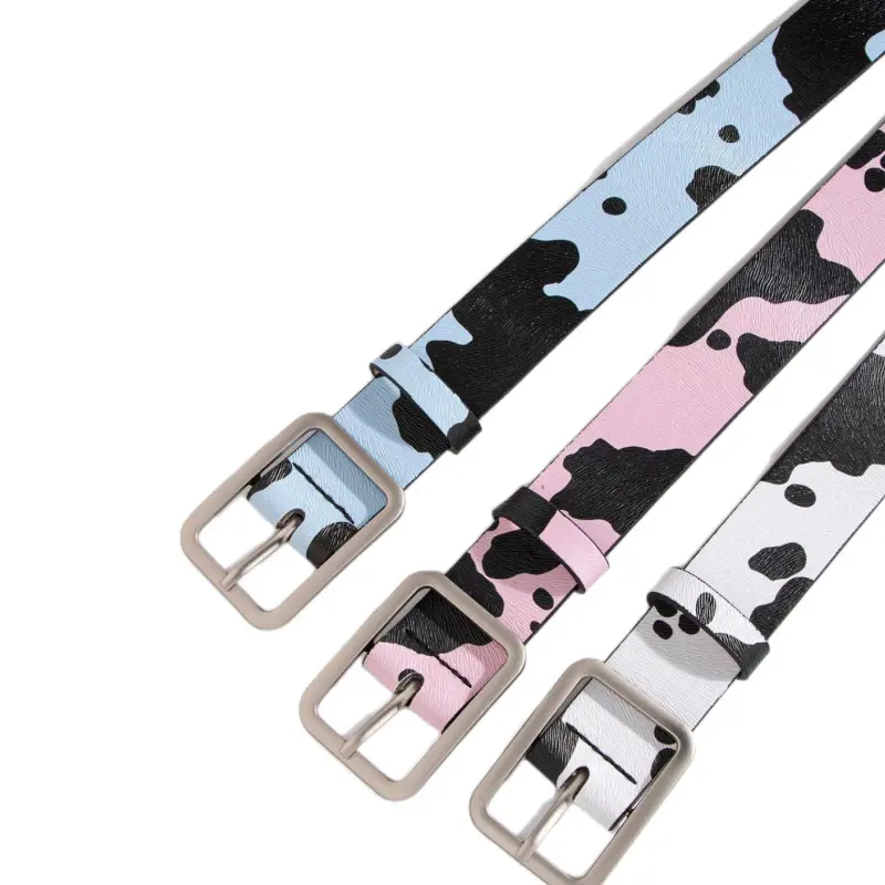 IEFB PU Belt Cow Pattern Cow Pattern Design Fake Fur Men Women Jeans Belts 2025 New Fashion Trend Clothes Accessories 9X105