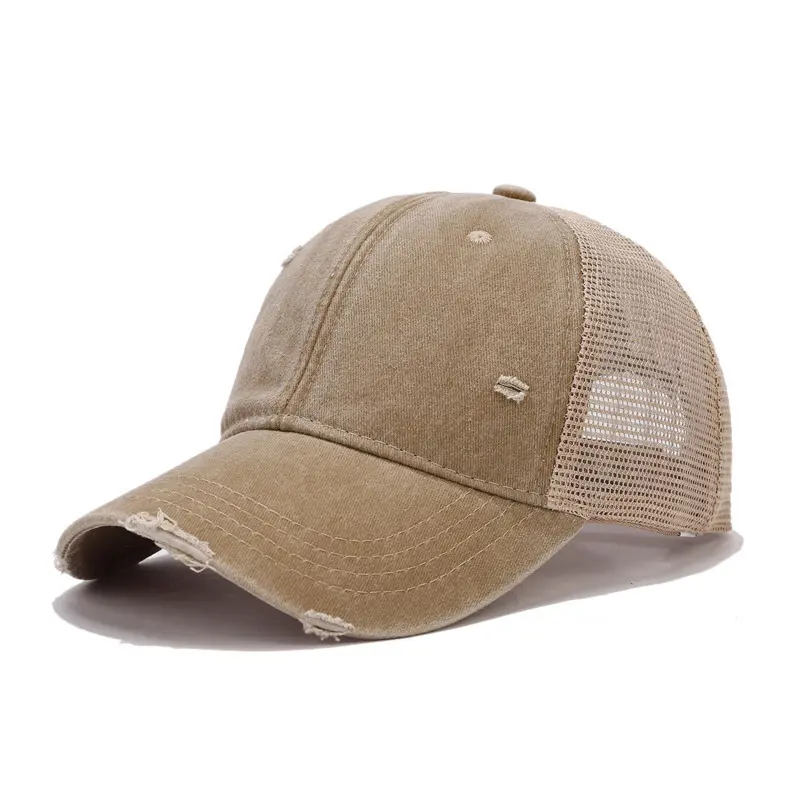 IEFB American Style New Fashion Distressed Baseball Cap Men Women Washed Soft Top Mesh Duckbill CapsSun Protection Outdoor 9X111