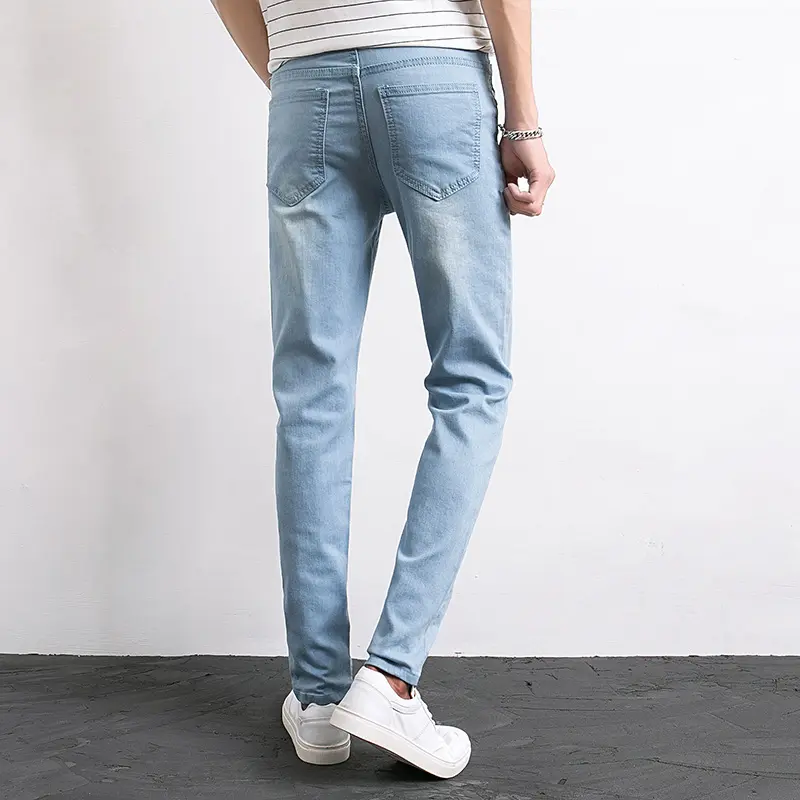 Men Jeans Denim Trousers Men Fashion Korean Light Blue Slim Spring New Classic Regular Stretch Trousers Casual Baggy Jeans Pants
