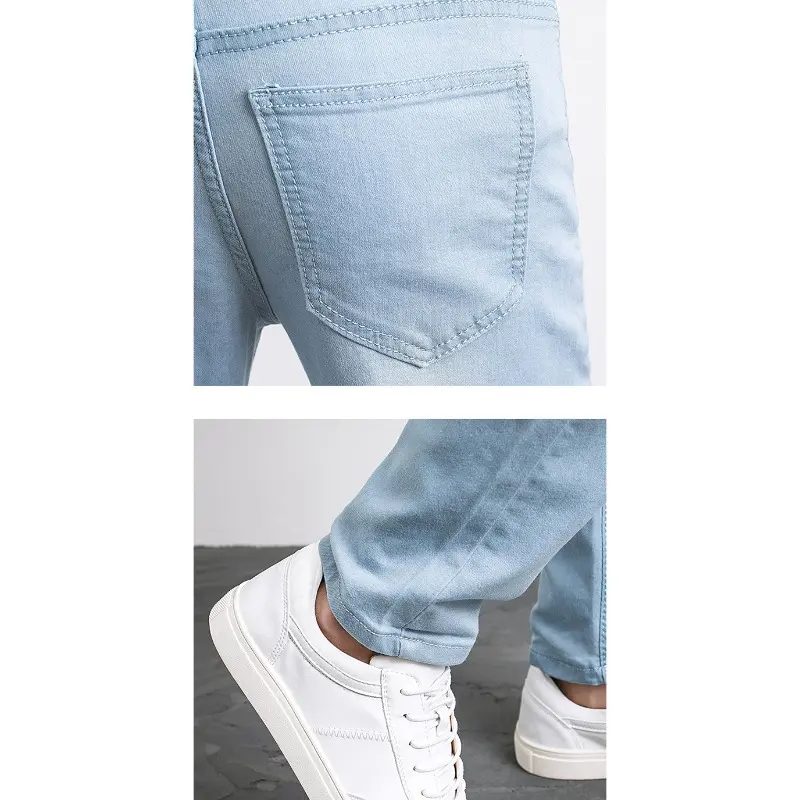 Men Jeans Denim Trousers Men Fashion Korean Light Blue Slim Spring New Classic Regular Stretch Trousers Casual Baggy Jeans Pants