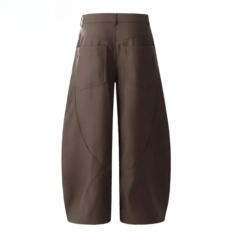 Loose Wide Leg Trousers Men Spliced Solid Color Casual Pants Mens with Rivets Retro High Street Pocket Cargo Pants Men Streetwea