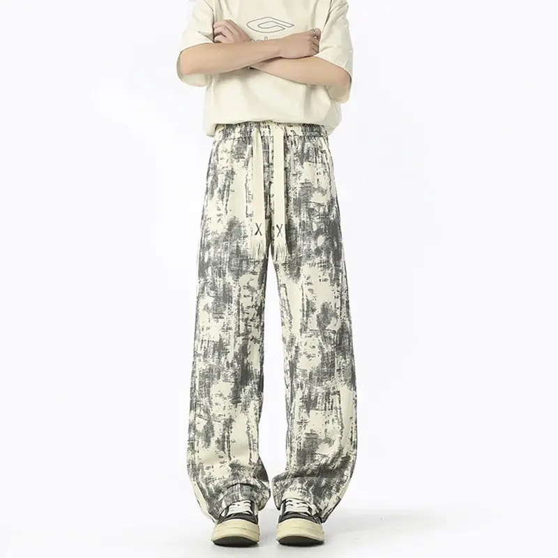 Men Straight Pants Thin Section Of The Hundred TieDye Fashion Casual Pants Camouflage Printing Pants Spring And Summer New Loose