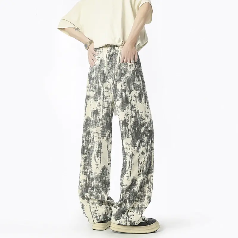 Men Straight Pants Thin Section Of The Hundred TieDye Fashion Casual Pants Camouflage Printing Pants Spring And Summer New Loose
