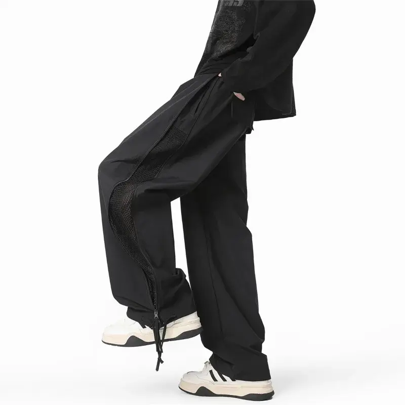 Sports Trousers Spring Autumn Mesh Design Unisex Outdoor Breathable Loose-Fit Casual Pants American Style Quick Dry Straight-Leg