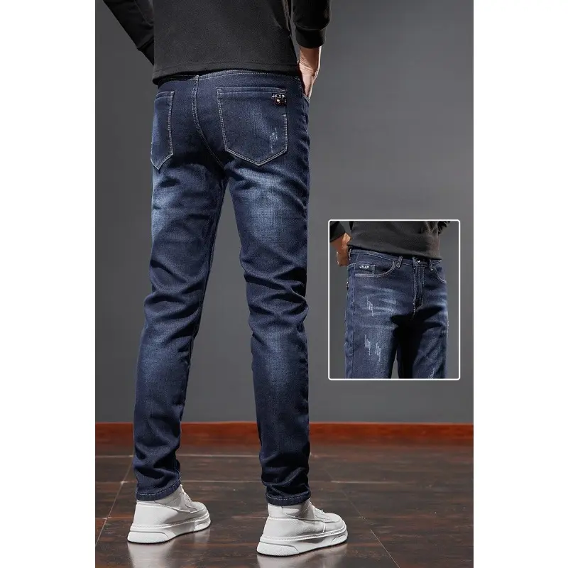 High Quality Brand Men's Fashion Narrow Leg Casual Jeans Basic Vintage Skinny Pants New Straight Leg Outside Denim Trousers Male