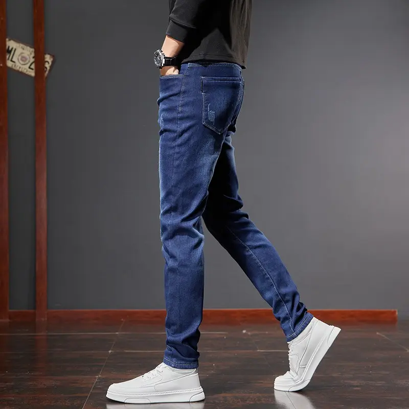 High Quality Brand Men's Fashion Narrow Leg Casual Jeans Basic Vintage Skinny Pants New Straight Leg Outside Denim Trousers Male