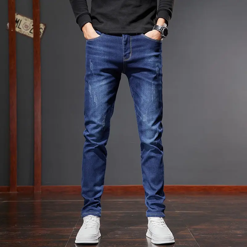 High Quality Brand Men's Fashion Narrow Leg Casual Jeans Basic Vintage Skinny Pants New Straight Leg Outside Denim Trousers Male