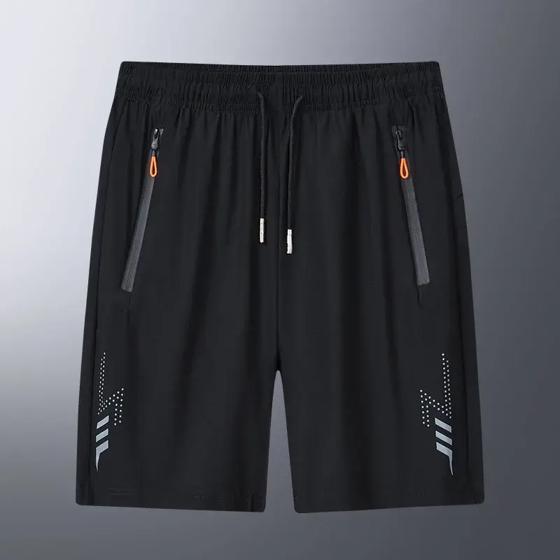 Summer Cool Ice Silk Men's Large Size Shorts Thin Quick-dry Sports Baggy 7-point Pants 5-point Pants Straight 7-point Pants Male