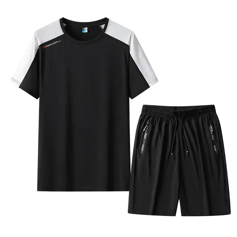 2025 Summer Sets Men Mens Streetwear Loose Casual Set Mens Short Sets Fashion Short Sleeve Shirt/Shorts Two-piece Big Size M-8XL