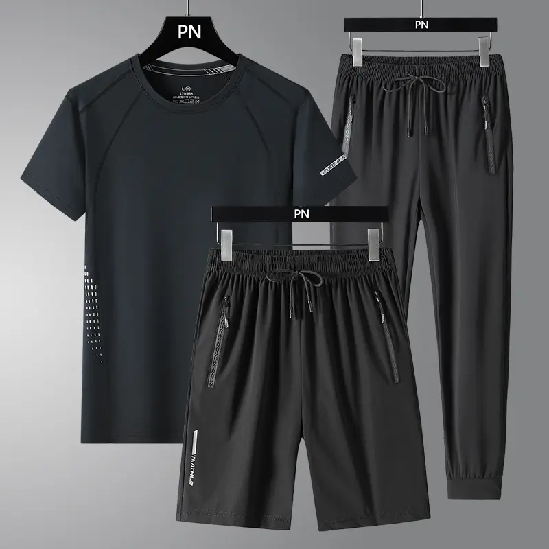 2025 Summer Black White Tracksuits for Men's Set Sleeve T-Shirt Shorts Sportswear Brand Sporting Suit Oversize Comfort Loose New