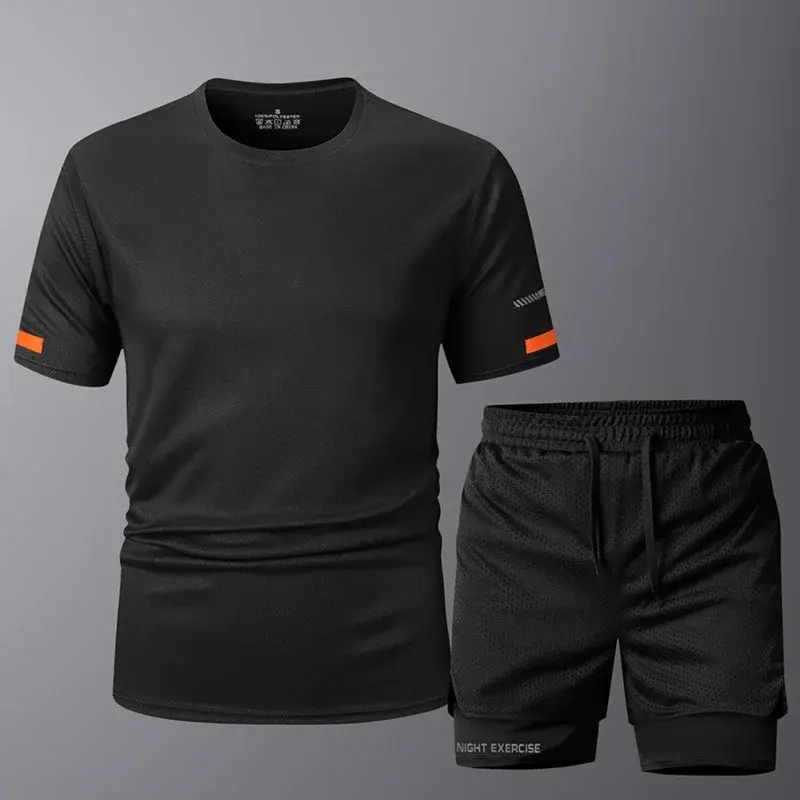 Men's Sportwear 2 PCS Sets Men Sports Quick Drying Running Sets Tracksuit Sport Suits Joggers Training Gym Fitness Workout Suits