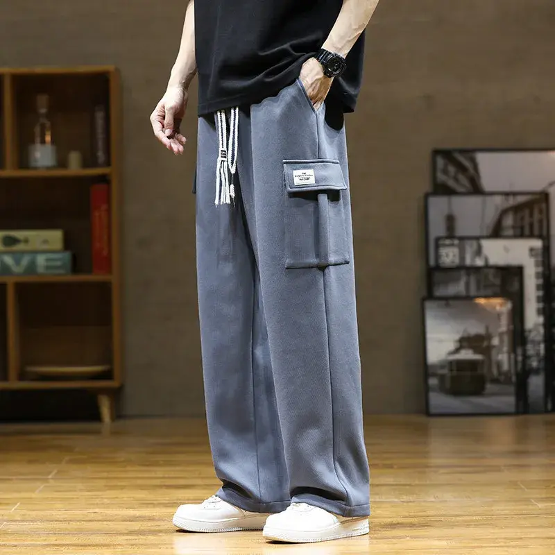 Men Oversized Sportswears Casual Track Pants Spring Autumn Multi-Pockets Sweatpants  Plus Size Loose Straight Baggy Trousers Y2k