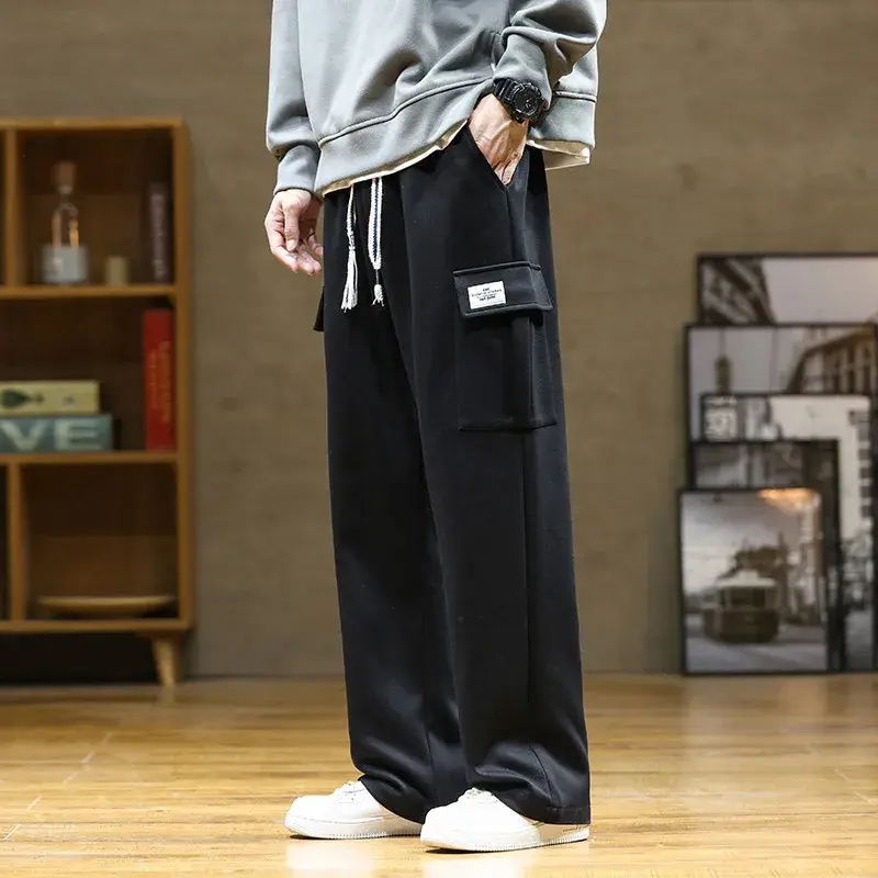 Men Oversized Sportswears Casual Track Pants Spring Autumn Multi-Pockets Sweatpants  Plus Size Loose Straight Baggy Trousers Y2k