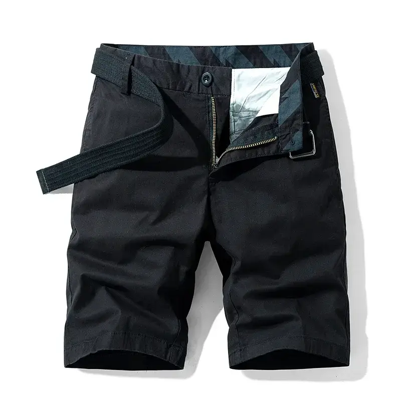 2025 Summer Men's Cargo Shorts Straight Loose Casual Shorts Red Multi-pockets Cotton  Male Short Pants Comfort Bermuda Masculina