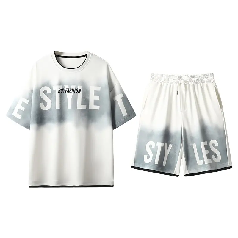 Men's T-Shirt Shorts 2-Piece Set Tracksuit Creative Pattern Men's Short Suit High Street Clothing Tracksuit Sweatpants Men Cloth