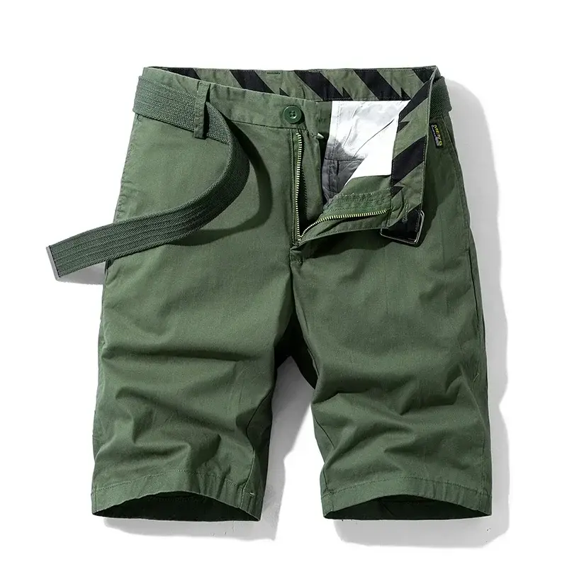 2025 Summer Men's Cargo Shorts Straight Loose Casual Shorts Red Multi-pockets Cotton  Male Short Pants Comfort Bermuda Masculina