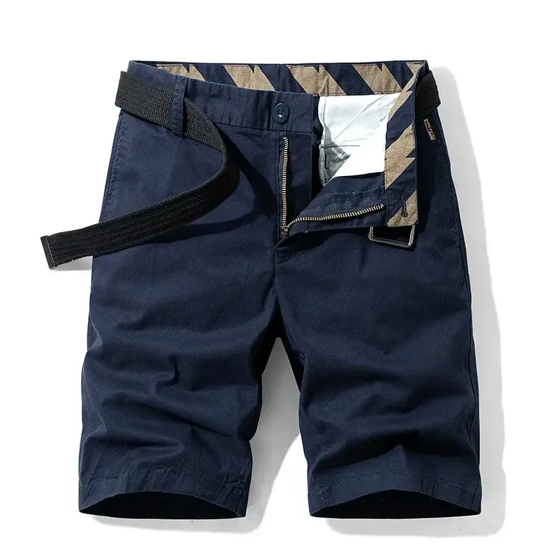 2025 Summer Men's Cargo Shorts Straight Loose Casual Shorts Red Multi-pockets Cotton  Male Short Pants Comfort Bermuda Masculina