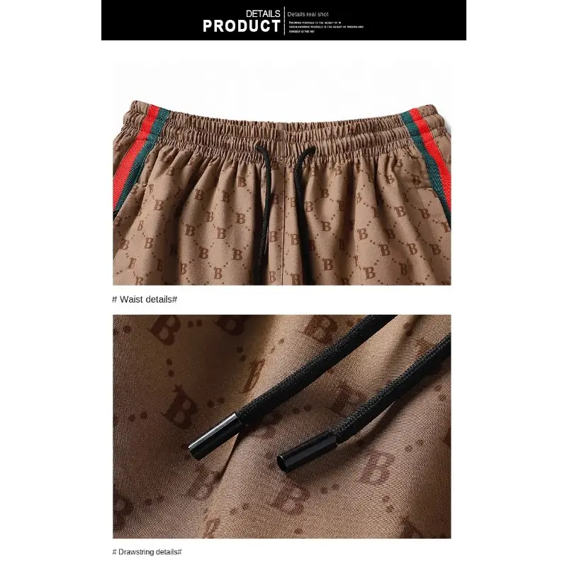 New Men's Summer Breathable Sports Quick Drying Rope Niche Trendy Simple Printed Five Point Short Fashion Trend Casual Versatile