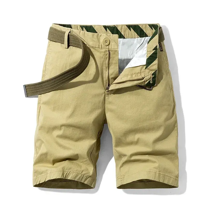2025 Summer Men's Cargo Shorts Straight Loose Casual Shorts Red Multi-pockets Cotton  Male Short Pants Comfort Bermuda Masculina