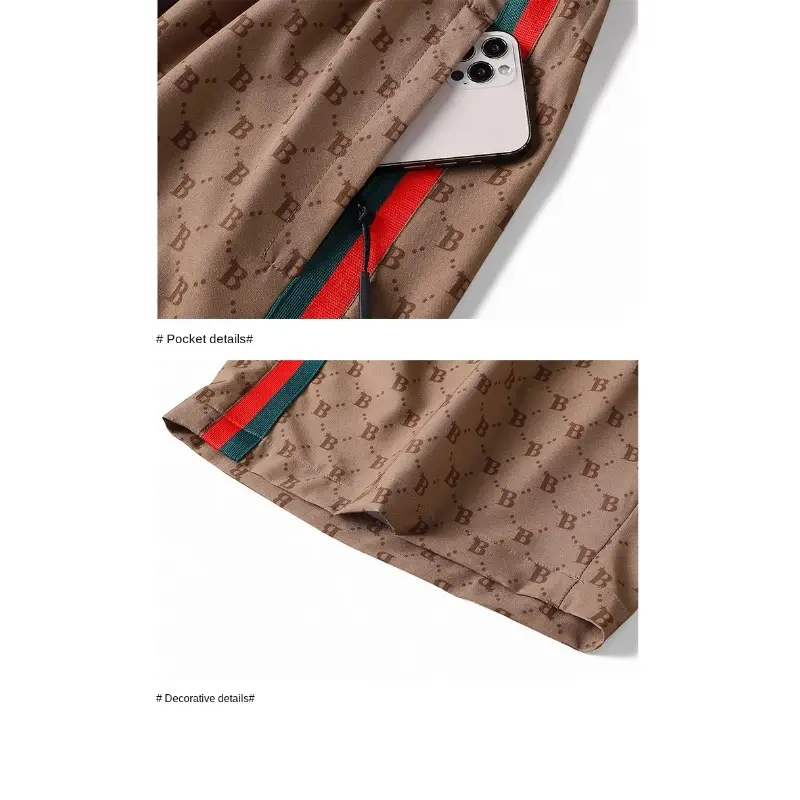 New Men's Summer Breathable Sports Quick Drying Rope Niche Trendy Simple Printed Five Point Short Fashion Trend Casual Versatile