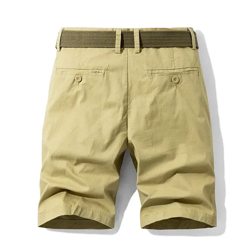 2025 Summer Men's Cargo Shorts Straight Loose Casual Shorts Red Multi-pockets Cotton  Male Short Pants Comfort Bermuda Masculina