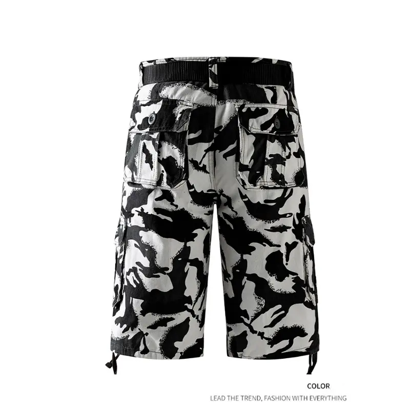 Cargo Knee Shorts Men Sports Plus Size Cotton Half Pants Golf Straight Running Gym Short Pants Casual Bermuda Shorts Comfortable
