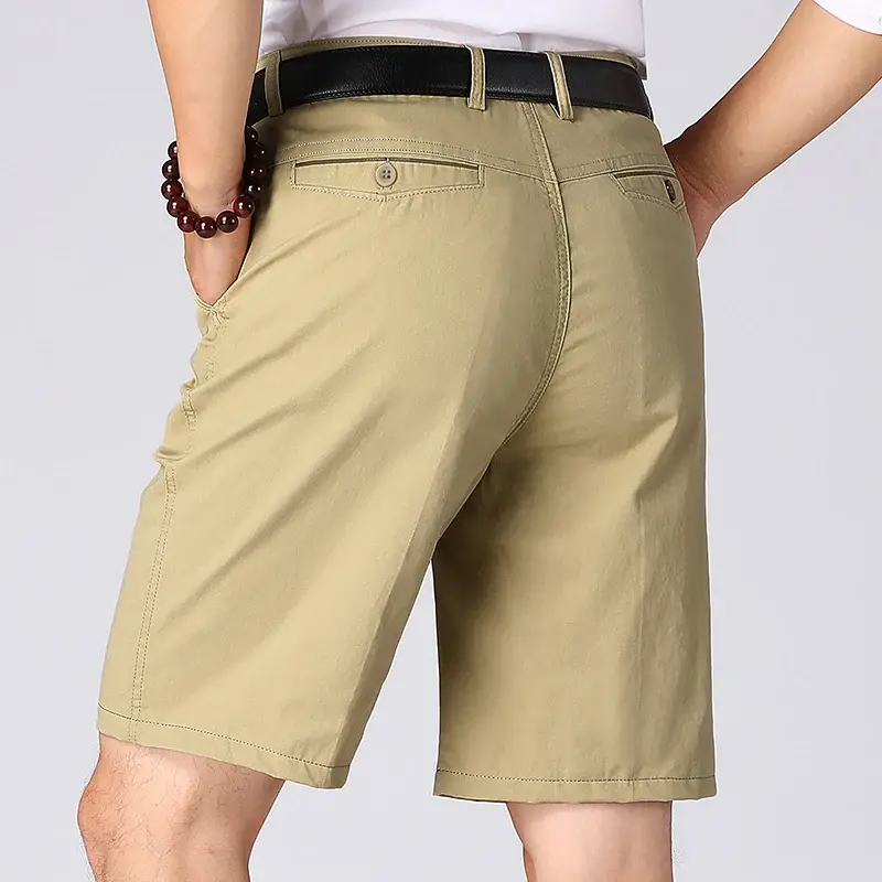 Outdoor Breathable Shorts Summer Men's 100% Cotton Casual Shorts Multi-Pocket Business Casual Shorts Men Solid Color
