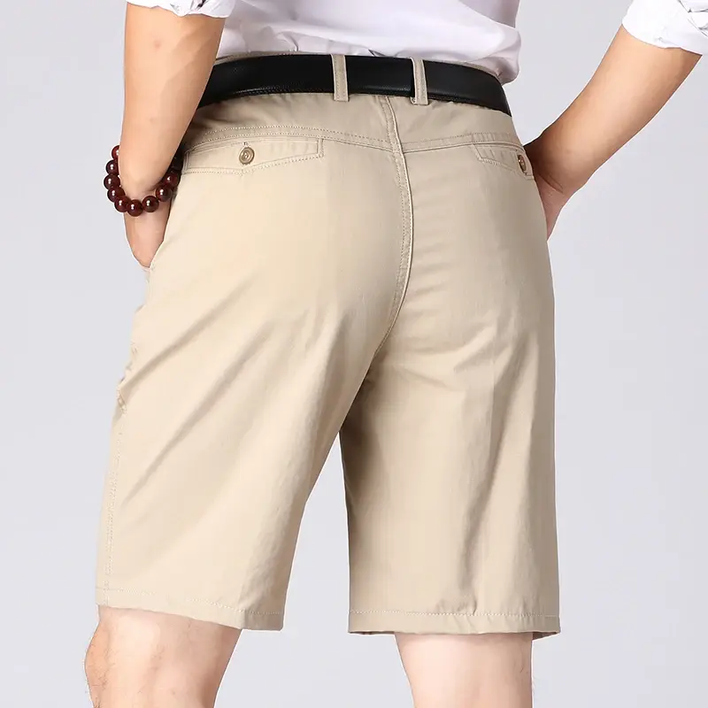 Outdoor Breathable Shorts Summer Men's 100% Cotton Casual Shorts Multi-Pocket Business Casual Shorts Men Solid Color