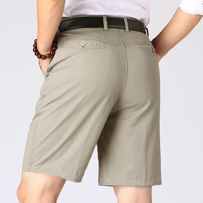 Outdoor Breathable Shorts Summer Men's 100% Cotton Casual Shorts Multi-Pocket Business Casual Shorts Men Solid Color