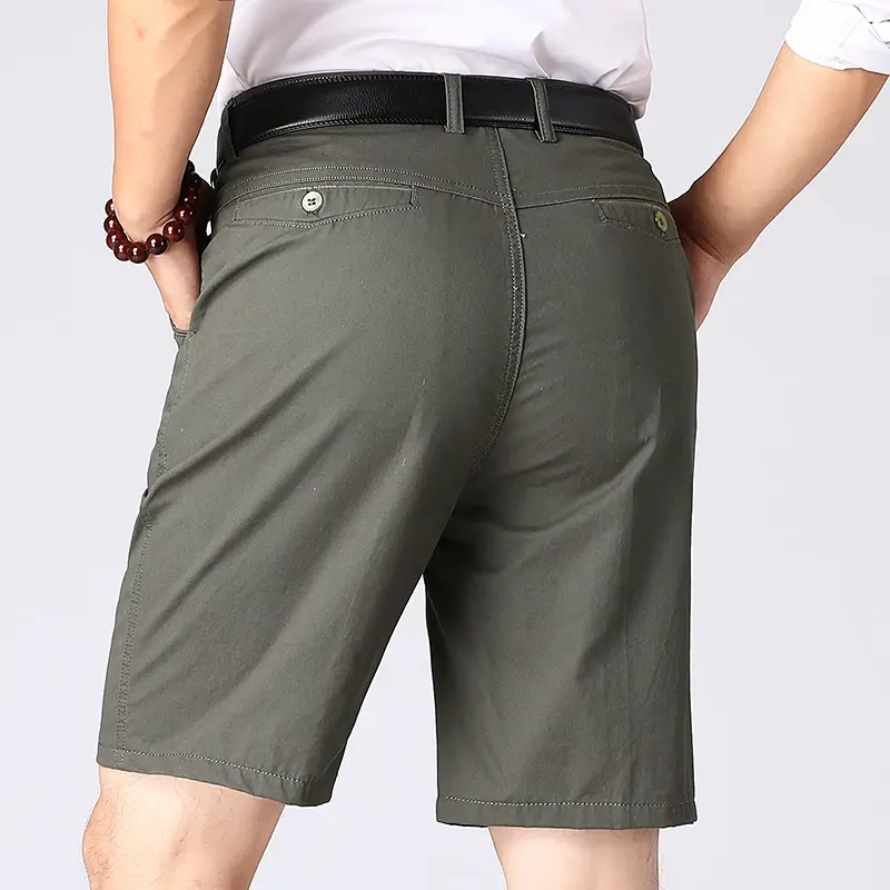 Outdoor Breathable Shorts Summer Men's 100% Cotton Casual Shorts Multi-Pocket Business Casual Shorts Men Solid Color