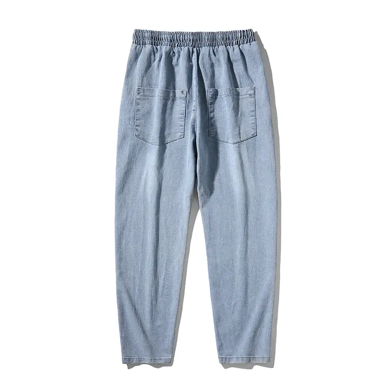 New Fashion Men's Blue Jeans Spring Autumn Casual Elastic Waist Straight Denim Pants Daily Jeans Trousers Jeans Men Black Jeans