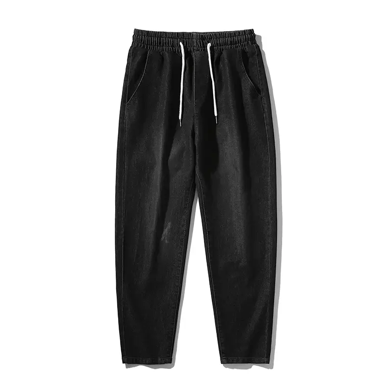 New Fashion Men's Blue Jeans Spring Autumn Casual Elastic Waist Straight Denim Pants Daily Jeans Trousers Jeans Men Black Jeans