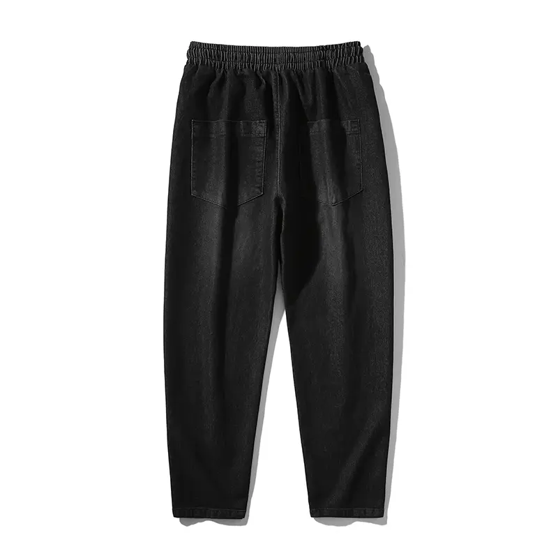 New Fashion Men's Blue Jeans Spring Autumn Casual Elastic Waist Straight Denim Pants Daily Jeans Trousers Jeans Men Black Jeans
