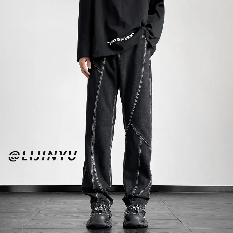 Men's Jeans Loose Straight Leg American Style Streetwear Sports Wide Leg Pants Loose Fit Y2k Mens Jeans Low Rise Jeans Men Pants