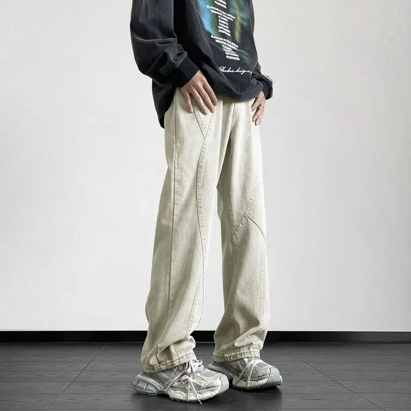Men's Jeans Loose Straight Leg American Style Streetwear Sports Wide Leg Pants Loose Fit Y2k Mens Jeans Low Rise Jeans Men Pants