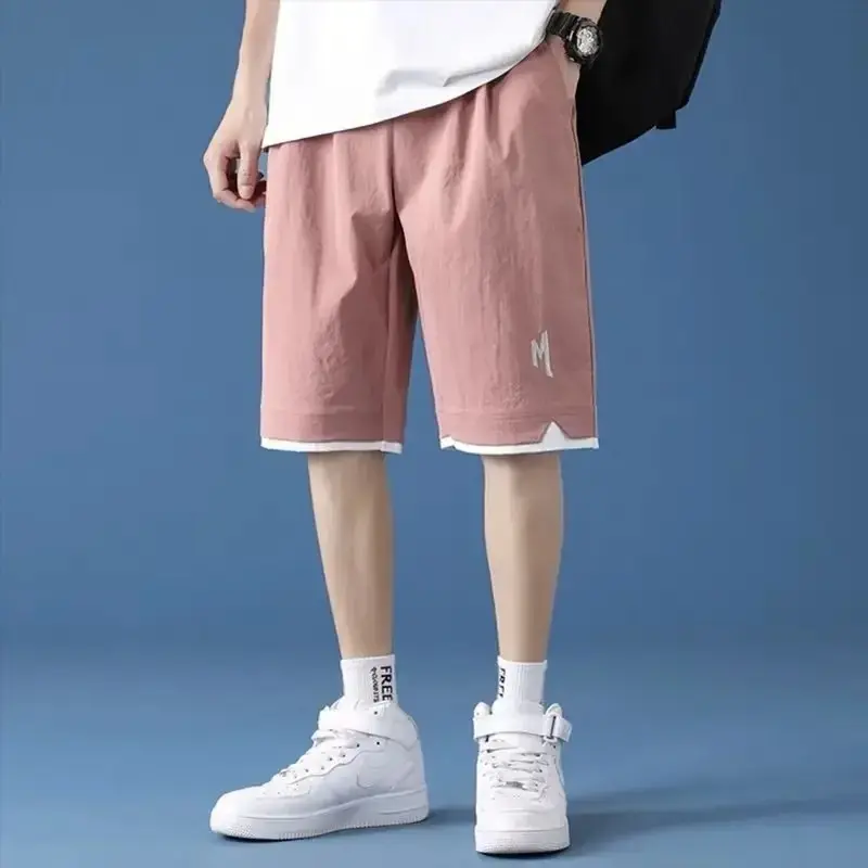 Ice Silk Student Pants Casual Men's Quick-Dry Shorts Loose Fit Sports Trendy Brand Ins Men's Pant Summer Jogging Short Pant 2025
