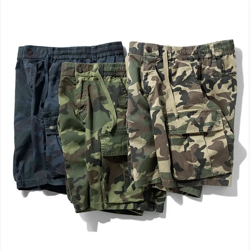 Summer Mens Camouflage Cotton Cargo Shorts Army Casual Tactical Short Outdoor Joggers Shorts Men Multi Pockets Male Dropshipping