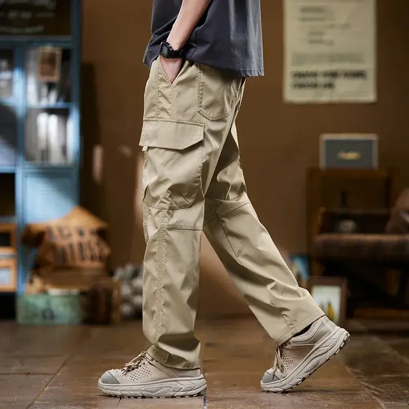 Cargo Pants Men Multi Pockets New Outdoor Hiking Cargo Pant Man Casual Comfort Drawstring Pants Korean Fashion High Street Pants