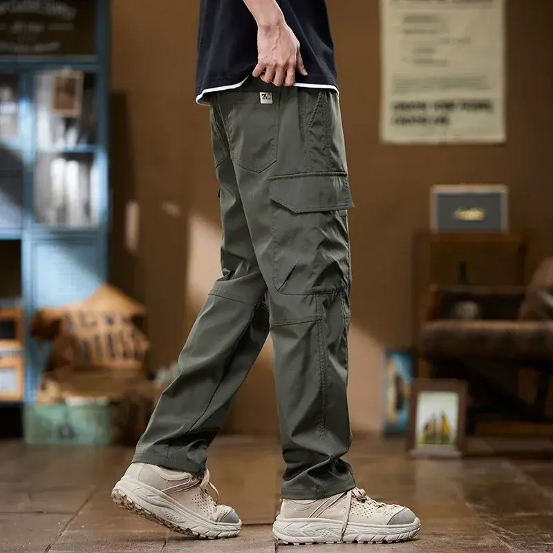 Cargo Pants Men Multi Pockets New Outdoor Hiking Cargo Pant Man Casual Comfort Drawstring Pants Korean Fashion High Street Pants