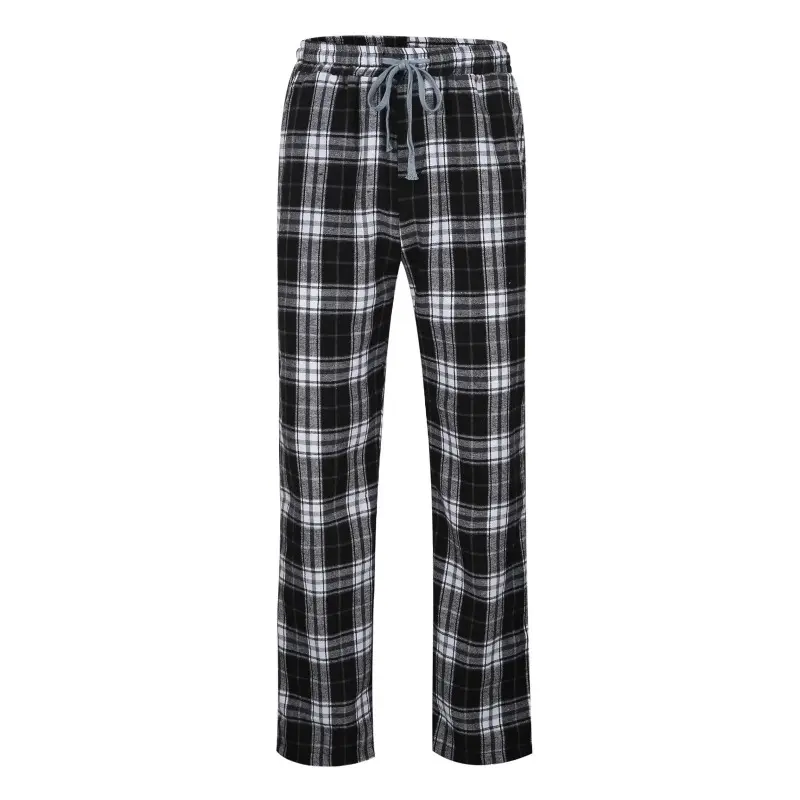 Fashionable Business Comfortable Home Outdoor Loose Casual Pant 2025 High Street Men's Checkered Pants Drawstring Plaid Trousers