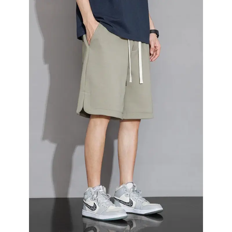 Loose Short Pants Streetwear Drawstring Solid Color Casual Shorts Big Size 8XL Summer Men's Sweat Shorts Knee-Length Straight