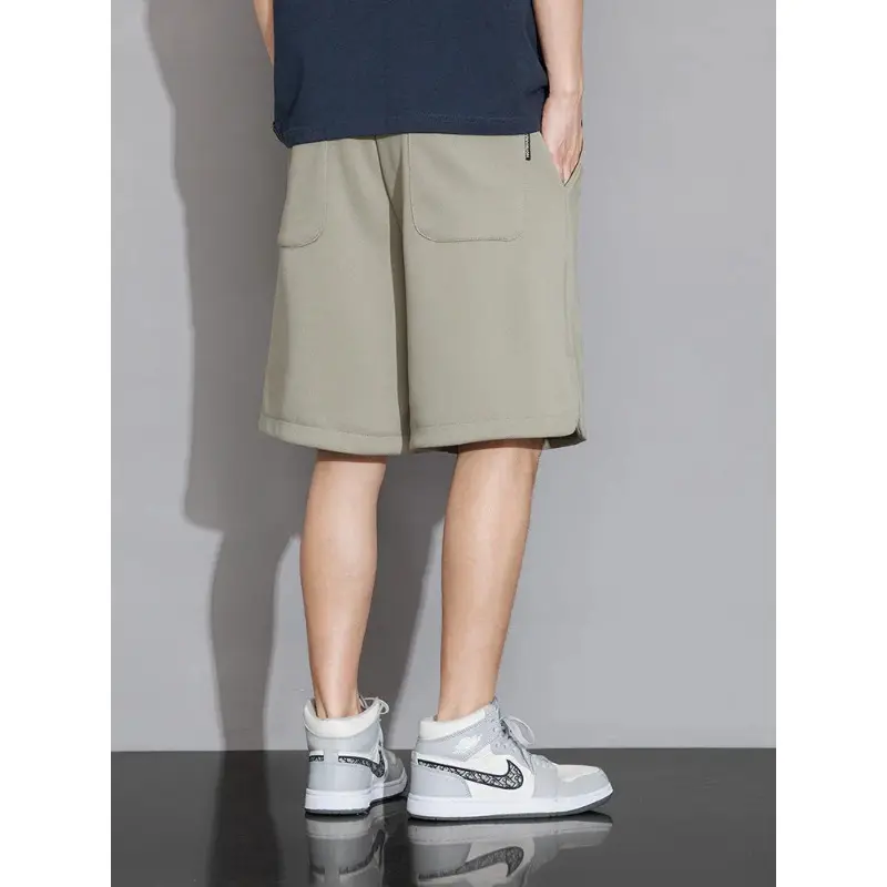 Loose Short Pants Streetwear Drawstring Solid Color Casual Shorts Big Size 8XL Summer Men's Sweat Shorts Knee-Length Straight