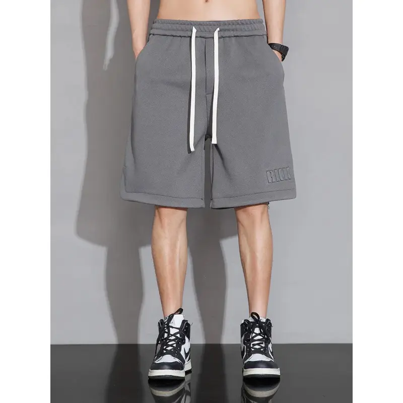 Loose Short Pants Streetwear Drawstring Solid Color Casual Shorts Big Size 8XL Summer Men's Sweat Shorts Knee-Length Straight