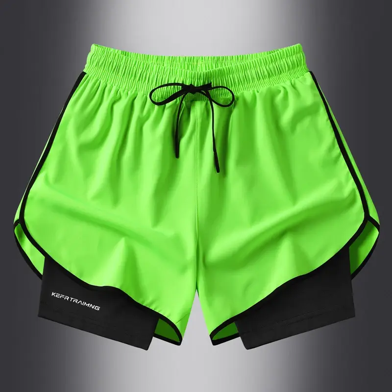 Men's and Women's Quick Drying Three Point Running Training Itness Lining American 2025, Fake Two Pieces of Summer Sports Shorts