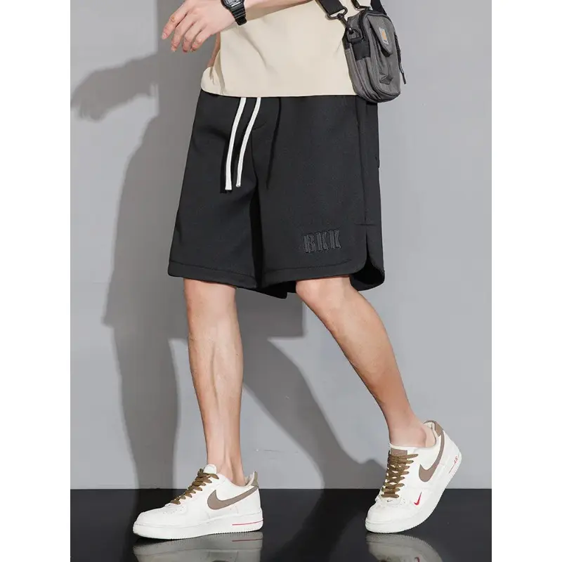Loose Short Pants Streetwear Drawstring Solid Color Casual Shorts Big Size 8XL Summer Men's Sweat Shorts Knee-Length Straight