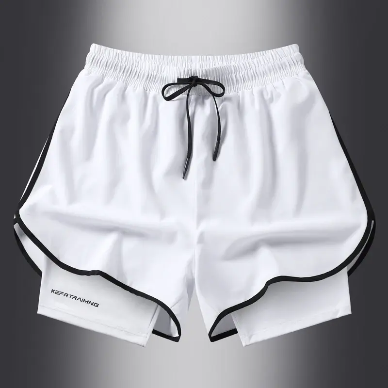 Men's and Women's Quick Drying Three Point Running Training Itness Lining American 2025, Fake Two Pieces of Summer Sports Shorts