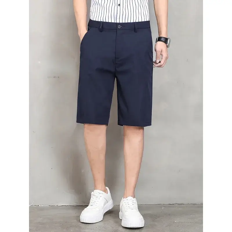 Summer Thin Ice Silk Breathable Loose Short Business Classic Casual Shorts Men Brand Clothing Men's Short Sweatpants Korean 2025
