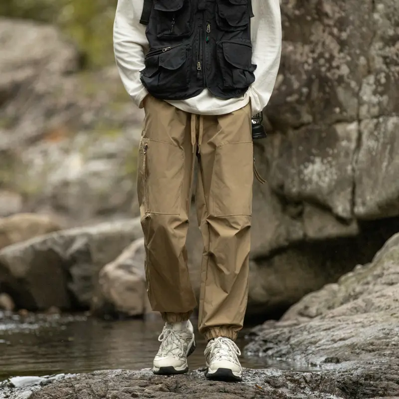 Spring Autumn Male's Outdoor Cargo Pants Casual Street Wear Casual Sports Cargo Trousers Multi-pockets Waterproof Wear-resistant