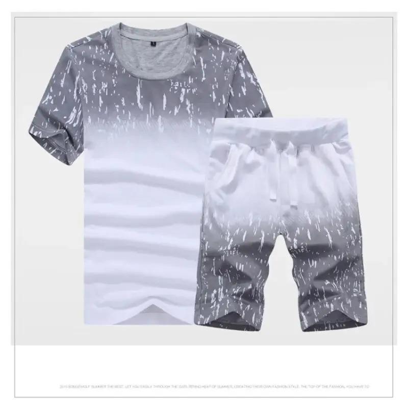Men's 2-piece Lightweight Breathable Short Sleeved Set Letter Printed Round Neck Short Sleeved T-shirt Shorts Set Men's Clothing