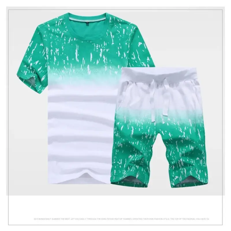 Men's 2-piece Lightweight Breathable Short Sleeved Set Letter Printed Round Neck Short Sleeved T-shirt Shorts Set Men's Clothing